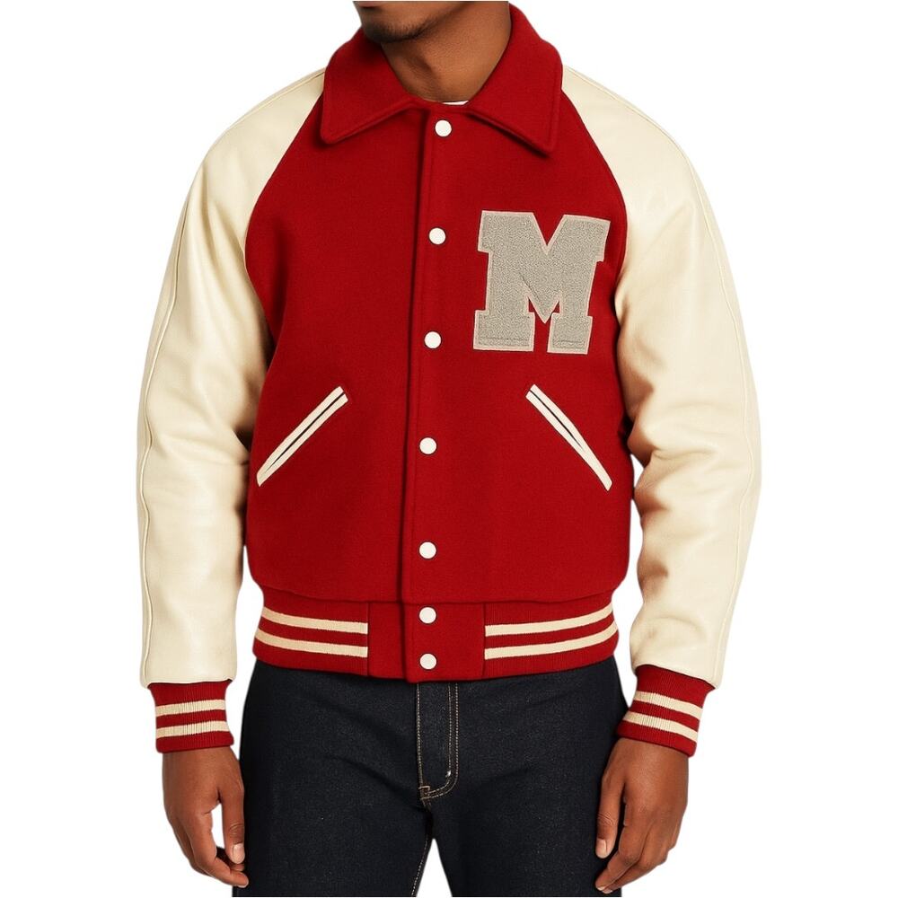 Vintage Howe Letterman Varsity Jacket Wool Letter M Snap Colorblock Red 40 M
